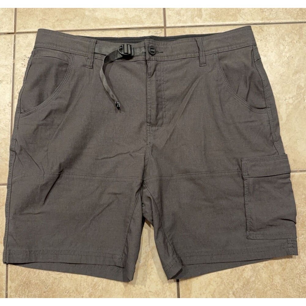 prAna Shorts Mens 36 8" Stretch Zion Charcoal Cargo Pockets Belted Hiking - Picture 1 of 7